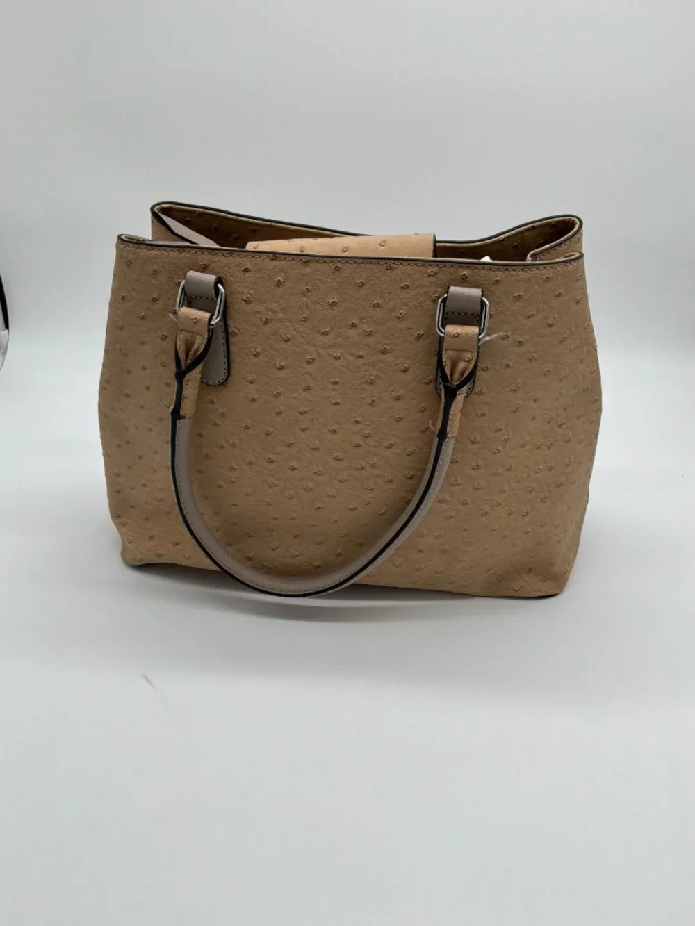 G‎ by Guess Ostrich Embossed Faux Leather Satchel Handbag